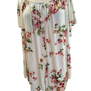 Line Up plus size 3X Floral Off-Shoulder Blouse - White and Pink NWT